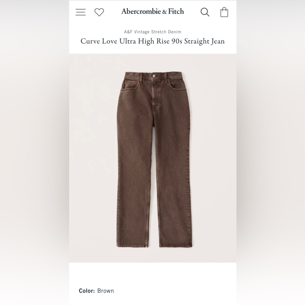 Abercrombie and Fitch-the 90s straight ultra high rise curve love brown jeans